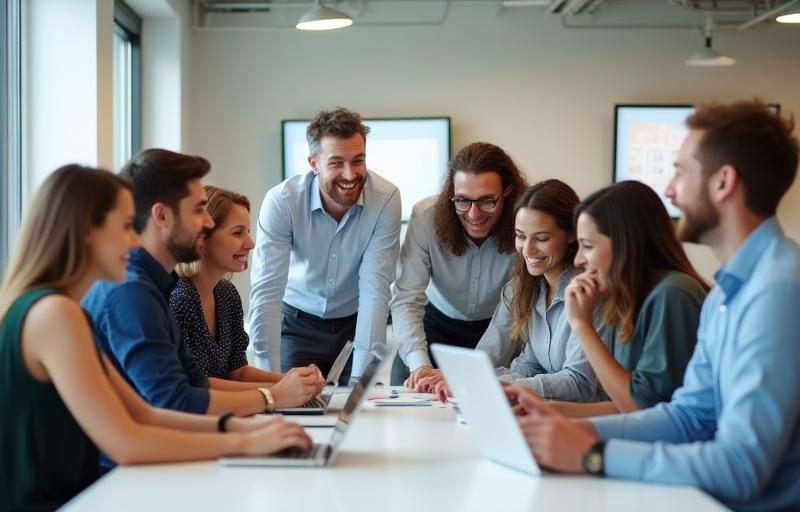 Connect Italia team collaborating in a modern office.
