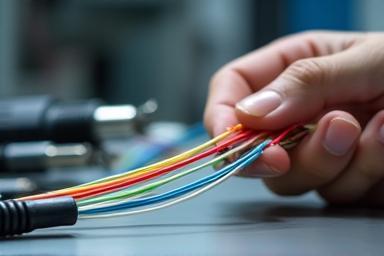 Fiber optic cables being installed.